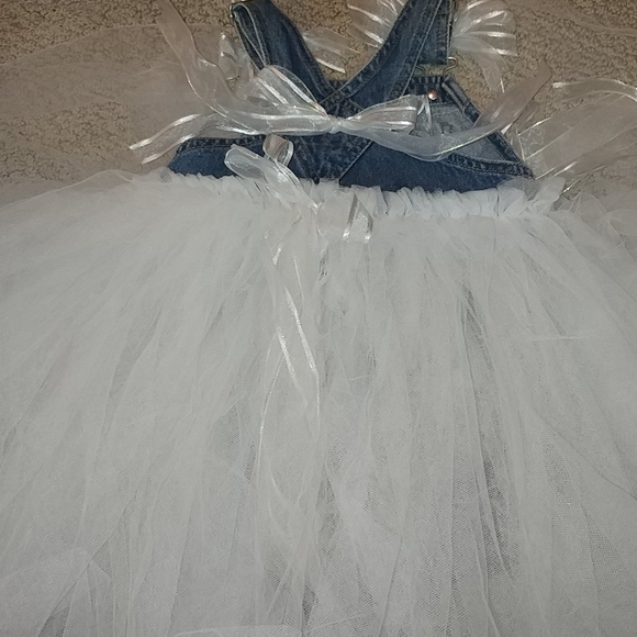 Infant Girls Jean Short Overalls Tutu Holiday - Picture 5 of 5